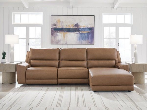Ashley Silverbrooke Caramel 3-Piece Reclining Sofa Chaise