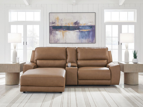 Ashley Silverbrooke Caramel 3-Piece Power Reclining Sectional with Chaise