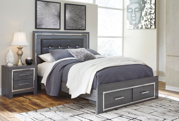 Ashley Lodanna Gray Queen Panel Bed with 2 Storage Drawers