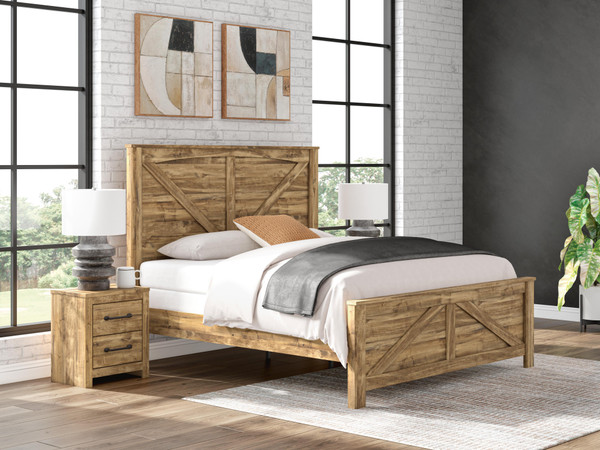 Ashley Branstony Brown King Crossbuck Panel Bed