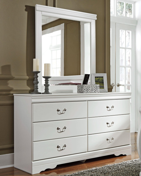 Ashley Anarasia White Dresser and Mirror