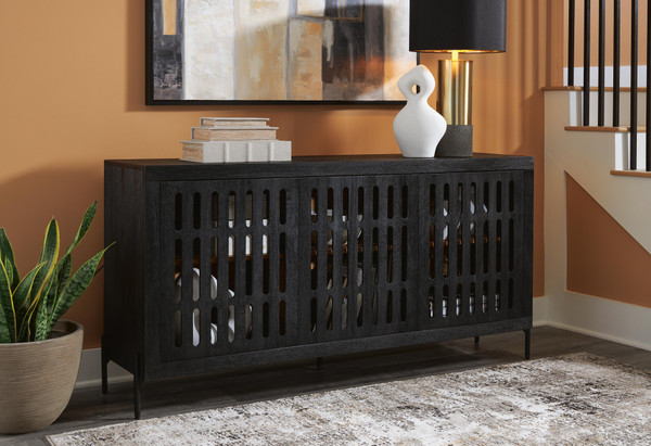Ashley Vallisburg Black Natural Accent Cabinet