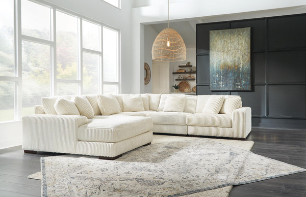 Ashley Lindyn Ivory 5-Piece Sectional with Chaise