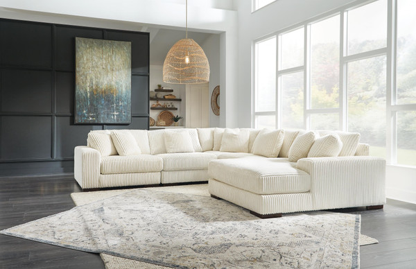 Ashley Lindyn Ivory 5-Piece Sectional with Chaise 21104/17/46(2)/77/64