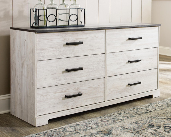 Ashley Shawburn Whitewash Charcoal Gray Dresser