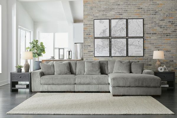 Ashley Lindyn Fog 3-Piece Sectional with Chaise 21105/17/46/64