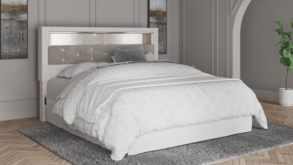Ashley Altyra White King Upholstered Panel Bookcase Headboard
