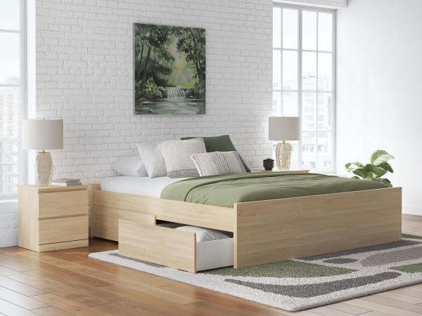 Ashley Onita Natural King Platform Bed with 1 Side Storage