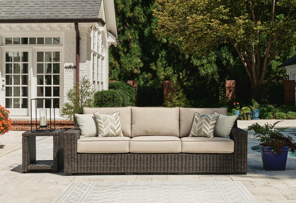 Ashley Coastline Bay Brown Outdoor Sofa with Cushion