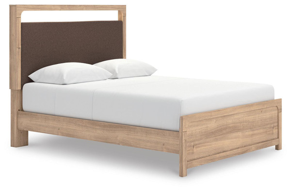 Ashley Hollymount Tan Queen Upholstered Platform Bed