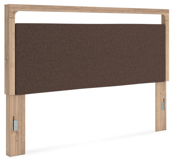 Ashley Hollymount Tan Brown King Upholstered Panel Headboard