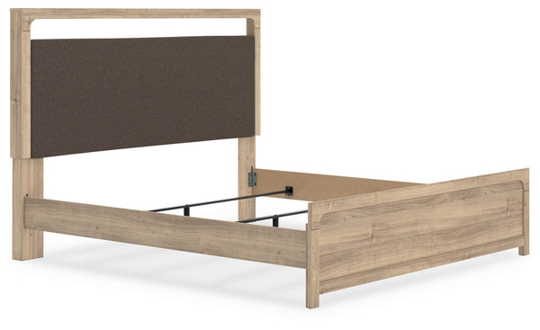 Ashley Hollymount Tan King Upholstered Panel Bed