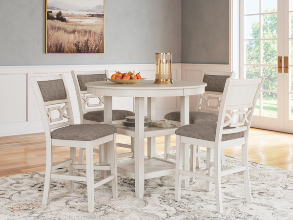 Ashley Erinberg Antique White Counter Height Dining Table and 4 Barstools (Set of 5)