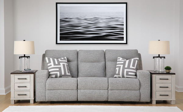 Ashley Biscoe Pewter Power Reclining Sofa