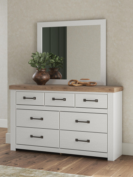 Benchcraft Savonport White Brown Dresser and Mirror