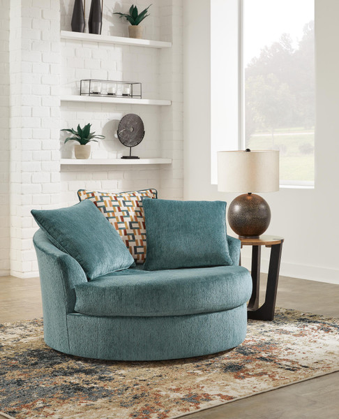 Ashley Laylabrook Teal Oversized Swivel Accent Chair
