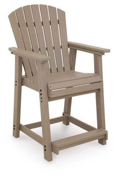Ashley Sandy Dune Medium Brown Outdoor Counter Height Bar Stool (Set of 2)