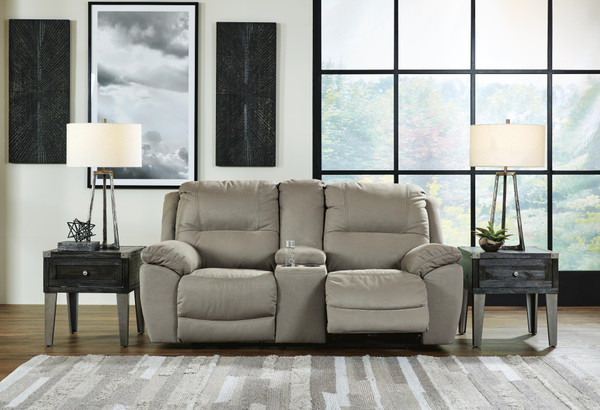 Ashley Next-Gen Gaucho Putty Reclining Loveseat with Console