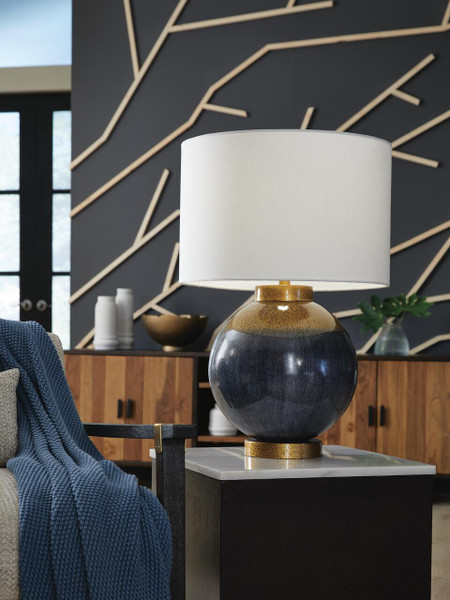 Ashley Adara Blue Gold Finish Table Lamp
