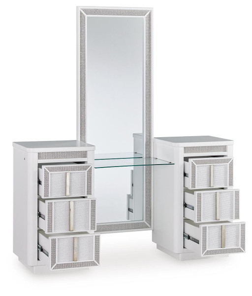 Ashley Chalanna White Vanity with Mirror