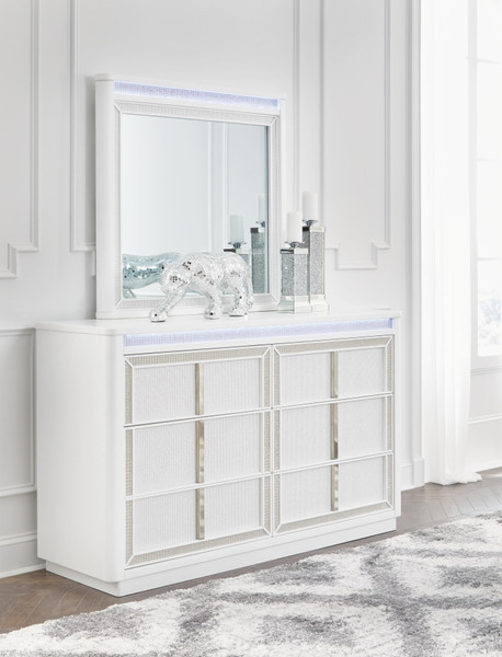 Ashley Chalanna White Dresser and Mirror