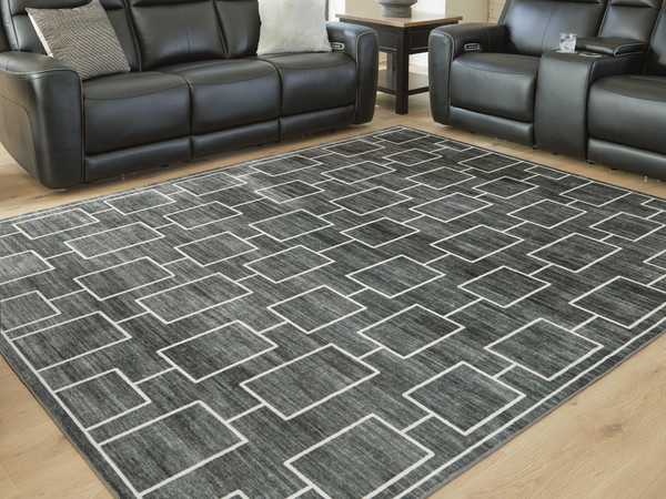 Ashley Elderland Black Gray Washable 7'6" x 9'6" Area Rug