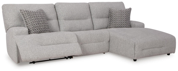 Ashley Acklen Place Pewter 3-Piece Power Reclining Sectional