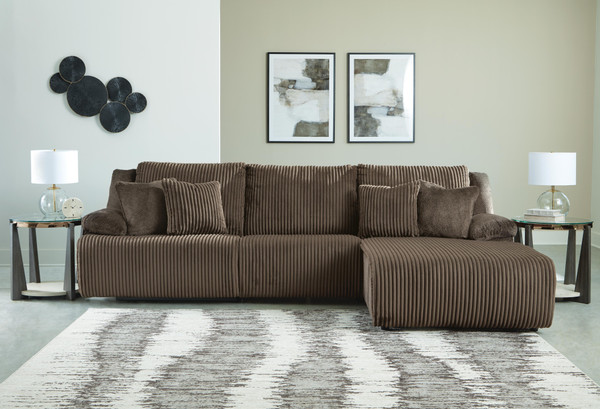Ashley Top Tier Chocolate 3-Piece Reclining Sectional Sofa Chaise