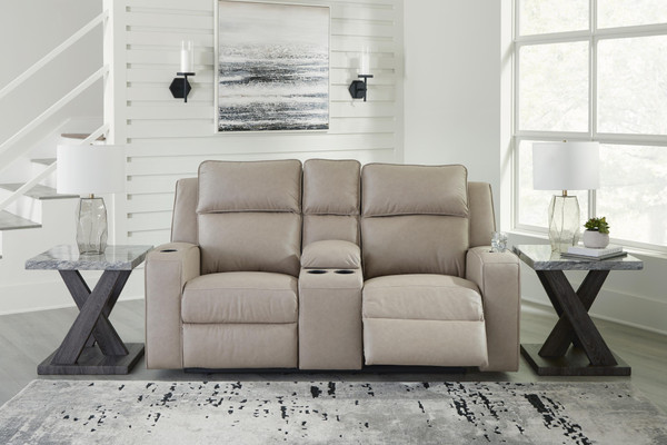 Ashley Lavenhorne Pebble Reclining Loveseat with Console