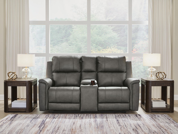 Ashley Beryton Anchor Power Reclining Loveseat with Console