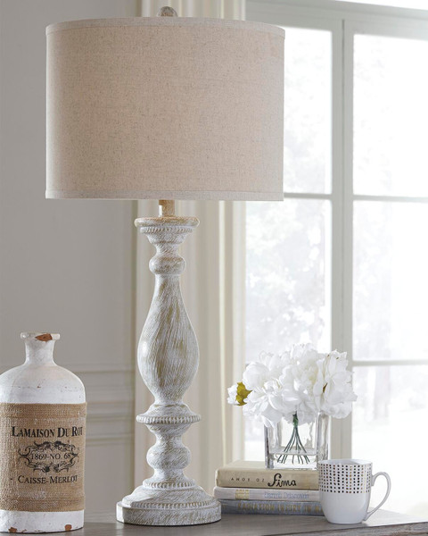 Ashley Bernadate Whitewash Table Lamp (Set of 2)