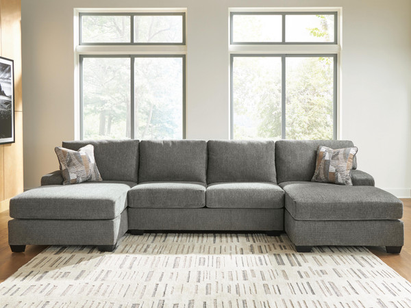 Ashley Newellen Greystone 3-Piece Sectional with Double Chaise