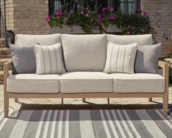 Ashley Hallow Creek Driftwood Outdoor Sofa with Cushion