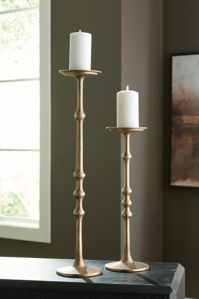 Ashley Larwick Antique Brass Finish Candle Holder (Set of 2)