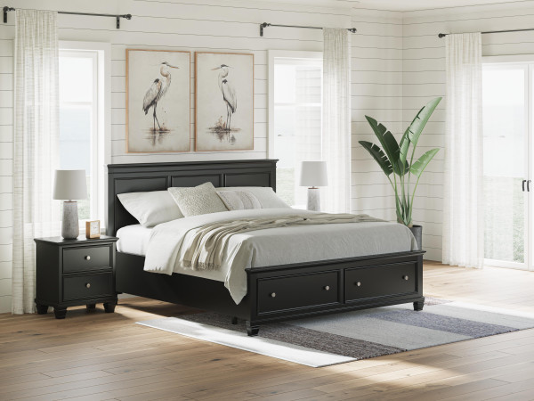 Ashley Lanolee Black King Panel Storage Bed