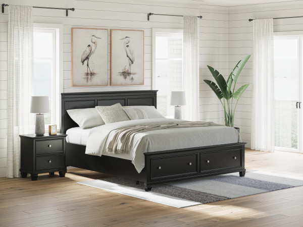Ashley Lanolee Black California King Panel Storage Bed