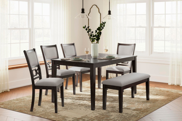 Ashley Langwest Brown Dining Table and 4 Chairs and Bench (Set of 6)