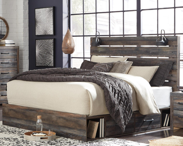 Ashley Drystan Multi King Panel Bed with 2 Storage Drawers