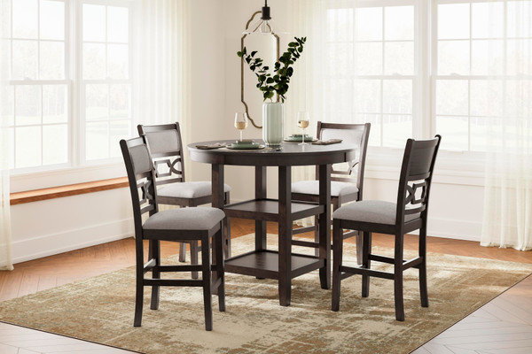 Ashley Langwest Brown Counter Height Dining Table and 4 Barstools (Set of 5)