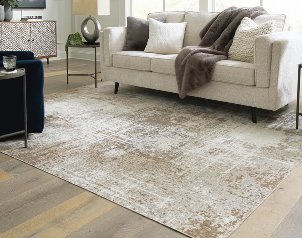 Ashley Grifflain Tan Brown Gray 7'10" x 10'3" Washable Rug