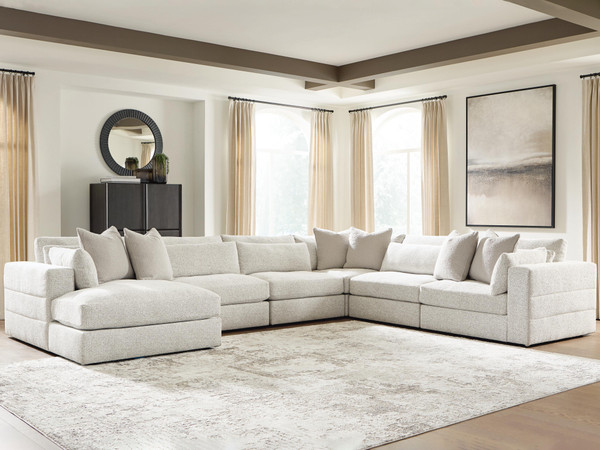 Ashley Stonecroft Manor Snowstone 6-Piece Sectional with Chaise