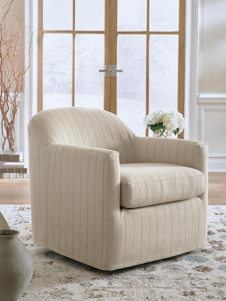 Ashley Valwick Cream Brown Swivel Accent Chair