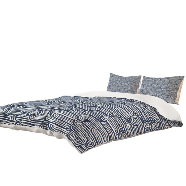 Deny Designs Drift By Dash and Ash 2 Piece Duvet Cover Set – Blue/White - Queen