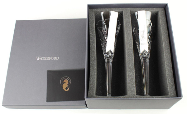 Waterford Set Of Two Wedding Toasting 7 Oz. Crystal Flutes - 1058259
