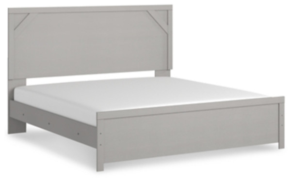 Ashley Cottonburg Light Gray White King Panel Bed