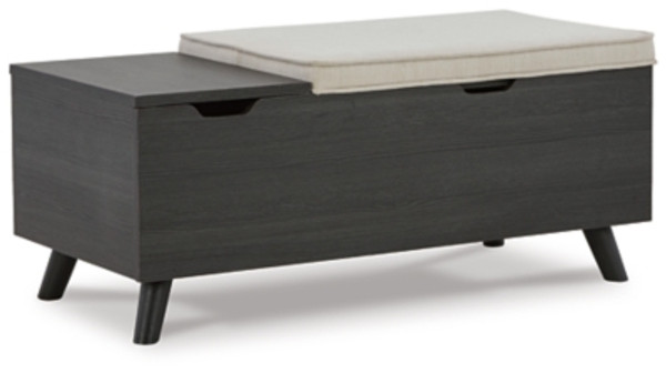 Ashley Yarlow Linen Gray Hidden Storage Bench