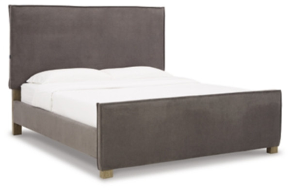 Ashley Krystanza Weathered Gray Queen Upholstered Panel Bed