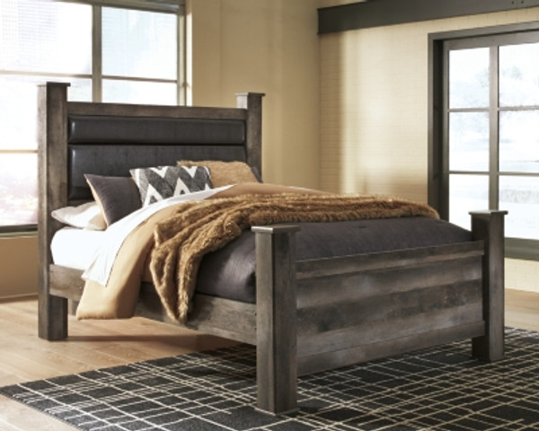 Ashley Wynnlow Gray Queen Upholstered Poster Bed