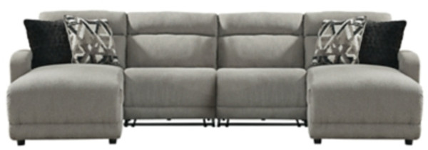 Ashley Colleyville Stone 4-Piece Power Reclining Sectional with LAF Chaise / RAF Recliner