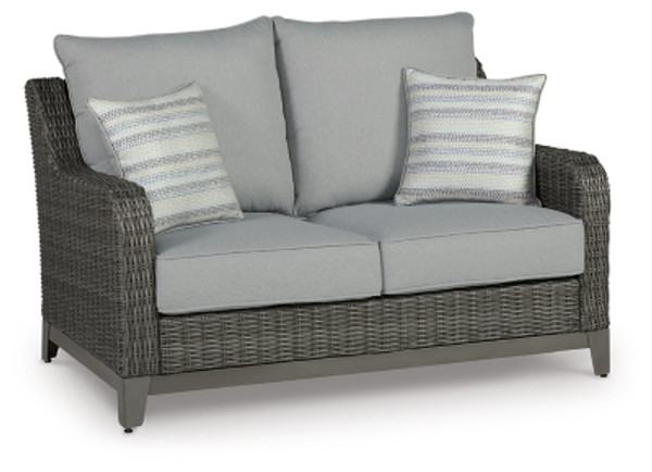 Ashley Elite Park Gray Outdoor Loveseat with Cushion